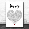 Beyoncé Sorry White Heart Decorative Wall Art Gift Song Lyric Print
