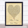 When I Was Your Man Bruno Mars Vintage Heart Song Lyric Music Wall Art Print