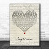 Black Lace Superman Script Heart Decorative Wall Art Gift Song Lyric Print