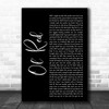 Blake Shelton Ol' Red Black Script Decorative Wall Art Gift Song Lyric Print