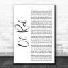 Blake Shelton Ol' Red White Script Decorative Wall Art Gift Song Lyric Print