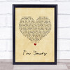 Jack Savoretti I'm Yours Vintage Heart Song Lyric Music Wall Art Print