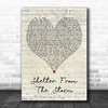 Bob Dylan Shelter From the Storm Script Heart Decorative Wall Art Gift Song Lyric Print