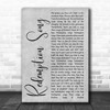 Bob Marley Redemption Song Grey Rustic Script Decorative Wall Art Gift Song Lyric Print