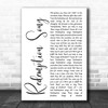Bob Marley Redemption Song White Script Decorative Wall Art Gift Song Lyric Print