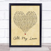 George Ezra All My Love Vintage Heart Song Lyric Music Wall Art Print