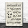 Bruce Springsteen Jack Of All Trades Vintage Script Decorative Wall Art Gift Song Lyric Print