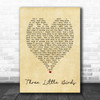 Three Little Birds Bob Marley Vintage Heart Song Lyric Music Wall Art Print