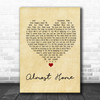 Alex & Sierra Almost Home Vintage Heart Song Lyric Music Wall Art Print