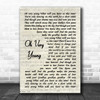 Cat Stevens Oh Very Young Vintage Script Decorative Wall Art Gift Song Lyric Print