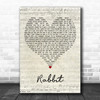 Chas & Dave Rabbit Script Heart Decorative Wall Art Gift Song Lyric Print