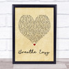 Blue Breathe Easy Vintage Heart Song Lyric Music Wall Art Print