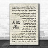 Coldplay In My Place Vintage Script Decorative Wall Art Gift Song Lyric Print