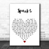 Coldplay Sparks White Heart Decorative Wall Art Gift Song Lyric Print
