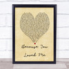 Celine Dione Because You Loved Me Vintage Heart Song Lyric Music Wall Art Print
