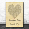 Celine Dione Because You Loved Me Vintage Heart Song Lyric Music Wall Art Print