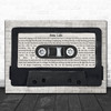 Depeche Mode New Life Music Script Cassette Tape Decorative Wall Art Gift Song Lyric Print