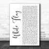Dido White Flag White Script Decorative Wall Art Gift Song Lyric Print