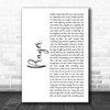 Disturbed Prayer White Script Decorative Wall Art Gift Song Lyric Print