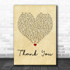 Dido Thank You Vintage Heart Song Lyric Music Wall Art Print