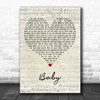 Donnie & Joe Emerson Baby Script Heart Decorative Wall Art Gift Song Lyric Print