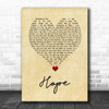 DubVision Hope Vintage Heart Decorative Wall Art Gift Song Lyric Print