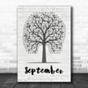 Earth, Wind And Fire September Music Script Tree Decorative Wall Art Gift Song Lyric Print