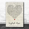 Ed Sheeran English Rose Script Heart Decorative Wall Art Gift Song Lyric Print