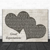 Elbow Great Expectations Landscape Music Script Two Hearts Decorative Wall Art Gift Song Lyric Print