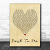 Emeli Sandé Next To Me Vintage Heart Song Lyric Music Wall Art Print