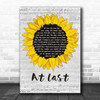 Ella Fitzgerald At Last Grey Script Sunflower Decorative Wall Art Gift Song Lyric Print
