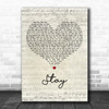 Eternal Stay Script Heart Decorative Wall Art Gift Song Lyric Print