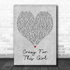 Evan & Jaron Crazy for This Girl Grey Heart Decorative Wall Art Gift Song Lyric Print
