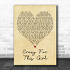 Evan & Jaron Crazy for This Girl Vintage Heart Decorative Wall Art Gift Song Lyric Print