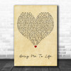 Evanescence Bring Me To Life Vintage Heart Decorative Wall Art Gift Song Lyric Print