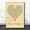 Five Star Rain or Shine Vintage Heart Decorative Wall Art Gift Song Lyric Print