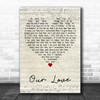 Gary Clark Jr. Our Love Script Heart Decorative Wall Art Gift Song Lyric Print
