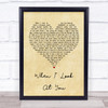 Jane McDonald When I Look At You Vintage Heart Song Lyric Music Wall Art Print