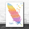 Grateful Dead Ripple Watercolour Feather & Birds Decorative Wall Art Gift Song Lyric Print