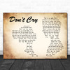 Guns N' Roses Don't Cry Man Lady Couple Decorative Wall Art Gift Song Lyric Print