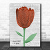 Guns N Roses Sweet Child O' Mine Grey Script Watercolour Tulip Song Lyric Print