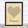 Kiss Forever Vintage Heart Song Lyric Music Wall Art Print