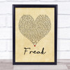 Lana Del Rey Freak Vintage Heart Song Lyric Music Wall Art Print