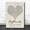 Hillsong United Highlands (Song Of Ascent) Script Heart Decorative Gift Song Lyric Print
