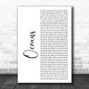 Hillsong United Oceans White Script Decorative Wall Art Gift Song Lyric Print