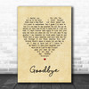 Lionel Richie Goodbye Vintage Heart Song Lyric Music Wall Art Print