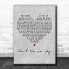 Imany feat. Filatov & Karas Don't Be So Shy Grey Heart Decorative Wall Art Gift Song Lyric Print