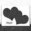 James Arthur Maybe Landscape Black & White Two Hearts Decorative Gift Song Lyric Print