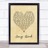 Oasis Song Bird Vintage Heart Song Lyric Music Wall Art Print