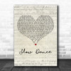 John Legend Slow Dance Script Heart Decorative Wall Art Gift Song Lyric Print